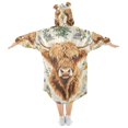 thumbnail image 2 of FORMRS Wearable Blanket Hoodie with Sleeves for Kids Cozy Flannel Sweatshirt, Floral Cow, 2 of 7