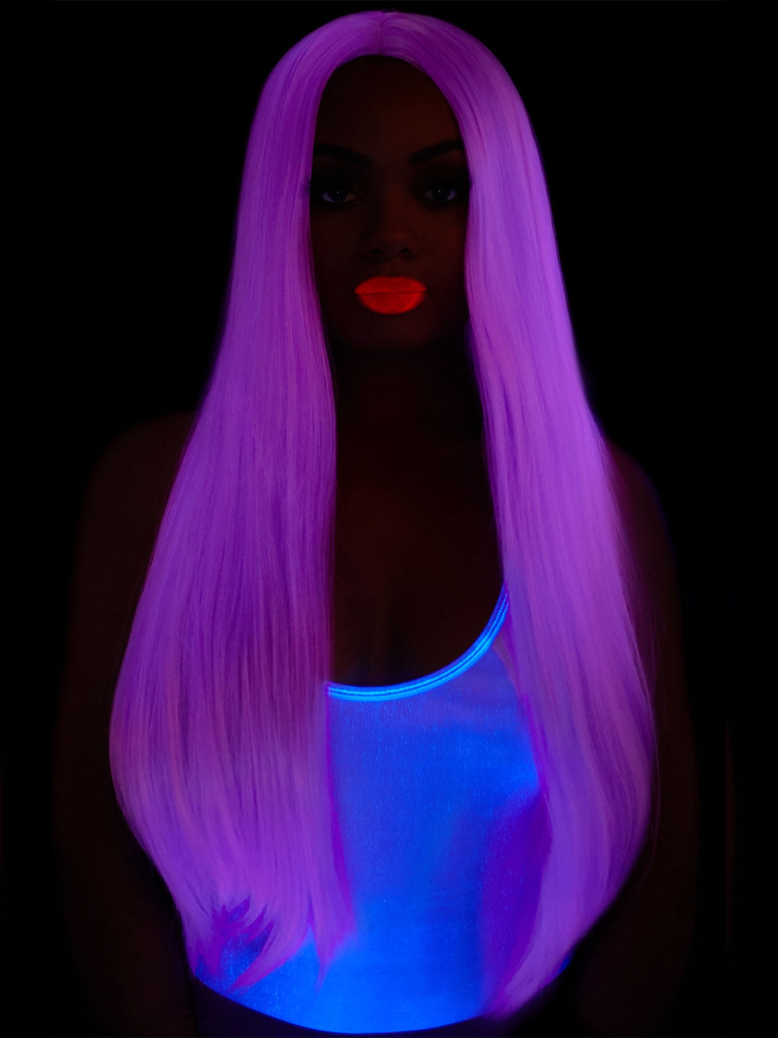 33 Inch Long Straight Center Part Wig - Turquoise Leg Avenue WIGER Ombre Teal Blue Wig - Long Straight Bluish Green  main image 4