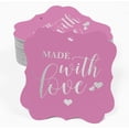 thumbnail image 2 of Inkdotpot Hang Tags Made With Love Wedding Favor Bracket Shape Gift Tags Real Silver Foil Bonbonniere Tag Pack Of 100, 2 of 7