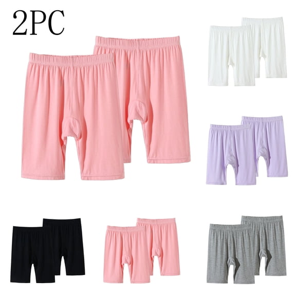 HAOTAGS Girls Legging Shorts 2-Pack, Tight Safety Short Stretch Elastic Waist Dance Yoga Bike Shorts Pink Size 7-8
