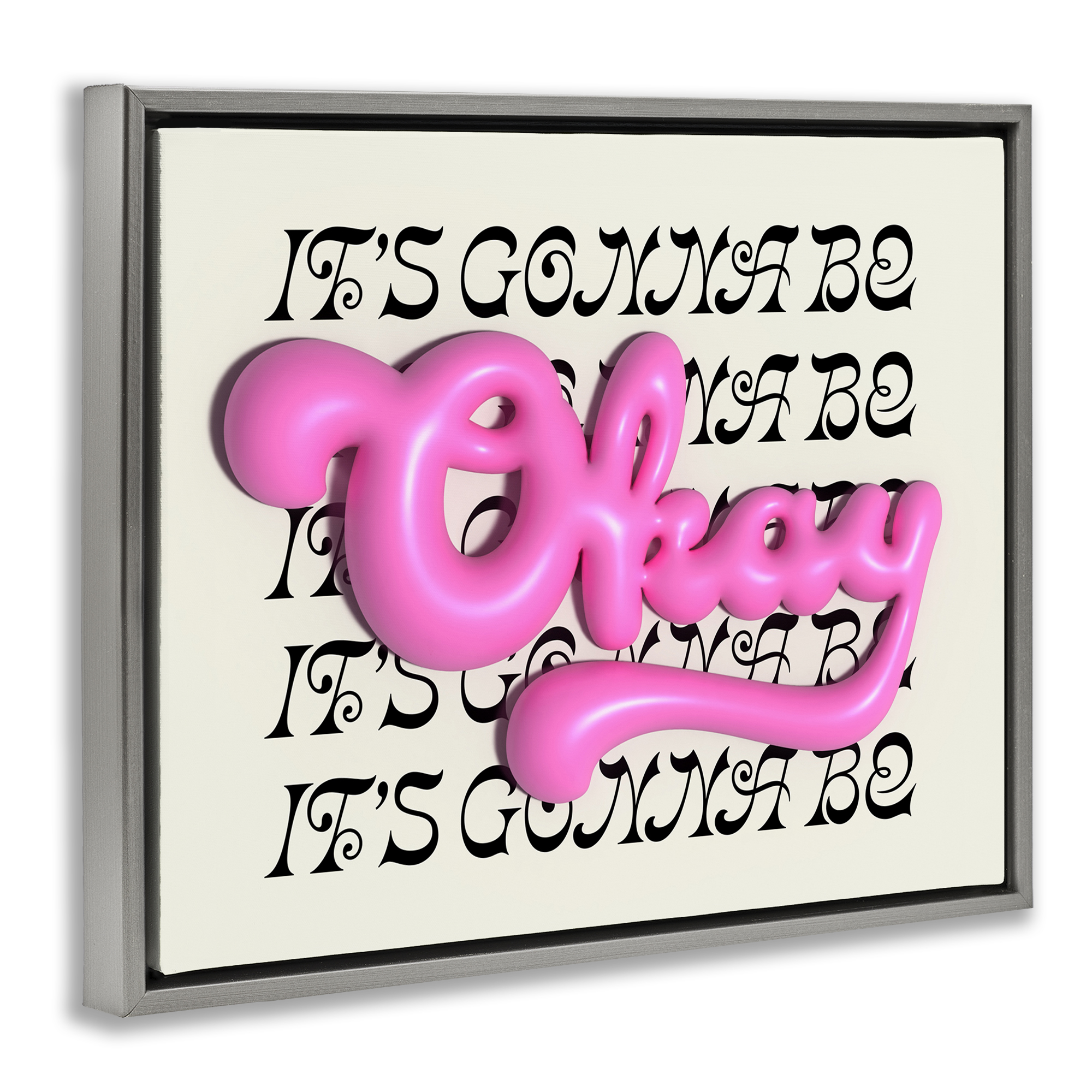 Stupell Industries Gonna Be Okay Typography Text & Numbers Painting Gray Floater Framed Canvas Art Print Wall Art, 21 x 17