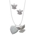thumbnail image 1 of Delight Jewelry Silvertone You Are More Loved Engraved Locket Silver tone Guardian Angel Charm Necklace and Stud Earrings, 1 of 4