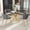 Gray 4PCS, variant on KATBOC 5-Piece Glass Dining Table Set with Velvet Chairs, 36in Square Tempered Glass Top & Chrome Metal Legs, Space Saving for Small Kitchen Apartment, Gold & Gray