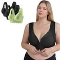 thumbnail image 5 of Riecok Bras for Women Plus Size 3 Pack Lace Seamless Front Closure Wireless Bras with Support Push up Everyday Bras, 5 of 8