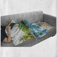 thumbnail image 6 of Landscape Soft Flannel Fleece Blanket, Umbrella and Chair Around the Round Pool Tourist Space Famous Spots Concept, Cozy Plush for Indoor and Outdoor Use, 50" x 60", Green Blue Cream, by Ambesonne, 6 of 6