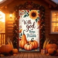 thumbnail image 4 of Cififendec Thanksgiving Harvest Door Cover, 70.87"×35.43", Rustic Pumpkin Sunflower Maple Leaf Fabric Door Banner for Fall Front Porch Door Decor, 4 of 9