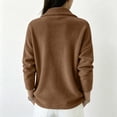 thumbnail image 4 of Sewkxo Women's Lightweight Warm Zip Up Long Sleeve Soft Plush Jacket Casual Faux Fur Lapel Collar Zipper Coat Fall Winter Clothes,Brown XL, 4 of 5
