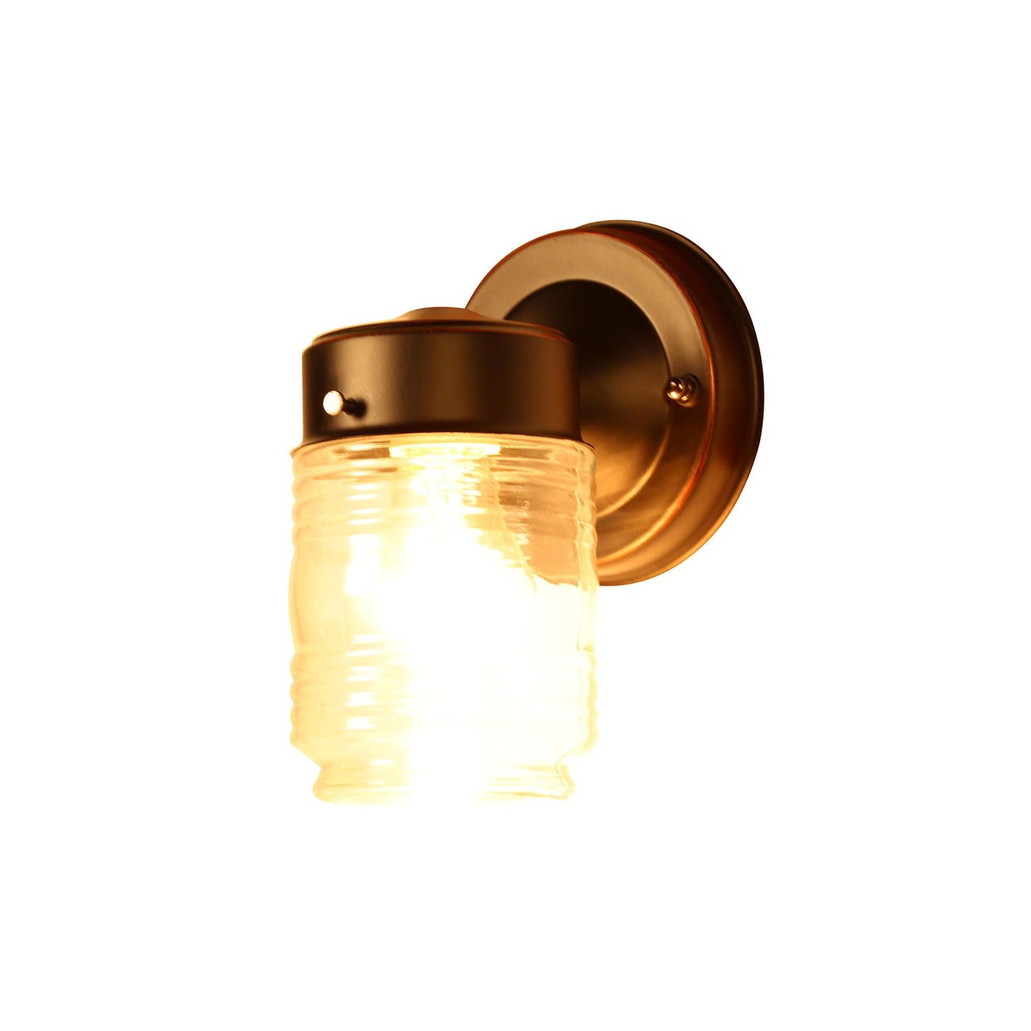 Design House Jelly Jar 1-Light Outdoor Wall Light with Clear Ribbed Glass, Oil Rubbed Bronze