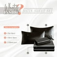 thumbnail image 3 of Elegant Comfort Luxurious 4-Piece Silky Satin Sheet Set, Skin and Hair Friendly, Wrinkle, Fade, Stain Resistant with Deep Pockets Fitted Sheet, Cooling Soft Satin Sheet Set, Twin XL, Black, 3 of 5