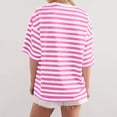 thumbnail image 4 of Conairie Women Short Sleeve Shirts Casual Stripe Loose Crew Neck T Shirt Fashion Elegant Breathable Work Tee Pullover Outfits Pink XL, 4 of 6