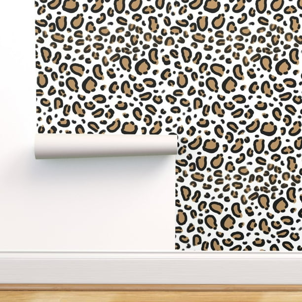 Peel & Stick Wallpaper 3ft x 2ft - Leopard Animal Print White Background Natural Tan Cheetah Spots Girly Custom Removable Wallpaper by Spoonflower - Peel & Stick Wallpaper 3ft x 2ft - Leopard Animal Print White Background Natural Tan Cheetah Spots Girly Custom Removable Wallpaper by Spoonflower -