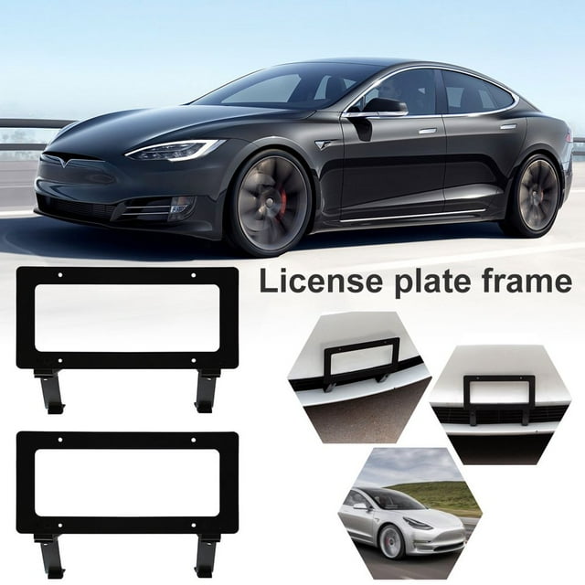 EIMELI Cadre de Plaque d'Immatriculation pour Tesla Model 3 Model Y 2017-2021 Cadre de Plaque d'Immatriculation avant Perforation Gratuite Support de Plaque d'Immatriculation Américaine Accessoires Auto Modification