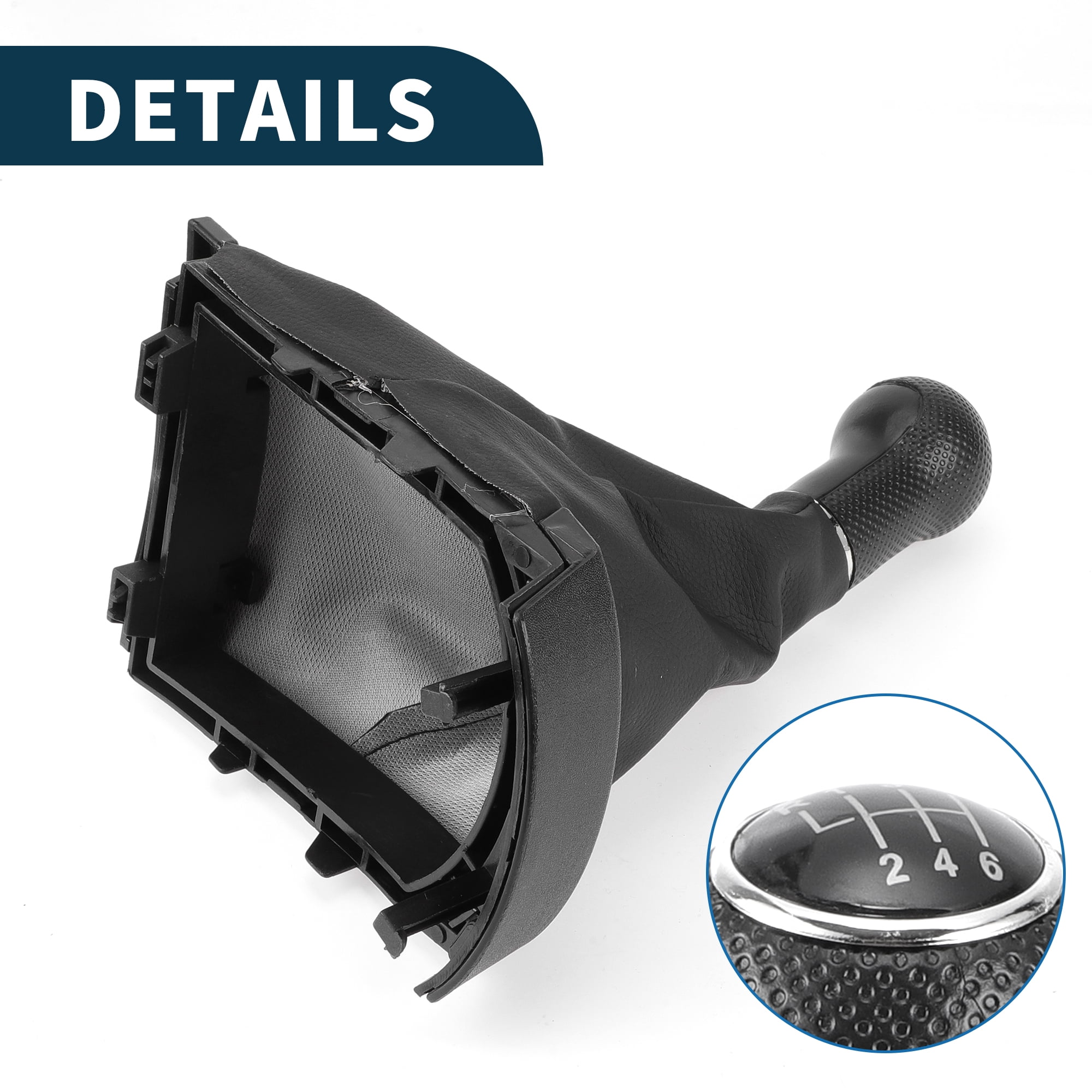 Unique Bargains Gear Shift Knob with Cover 6 Speed Manual Stick Shifter Knob for SEAT Ibiza 02-08 Plastic Faux Leather