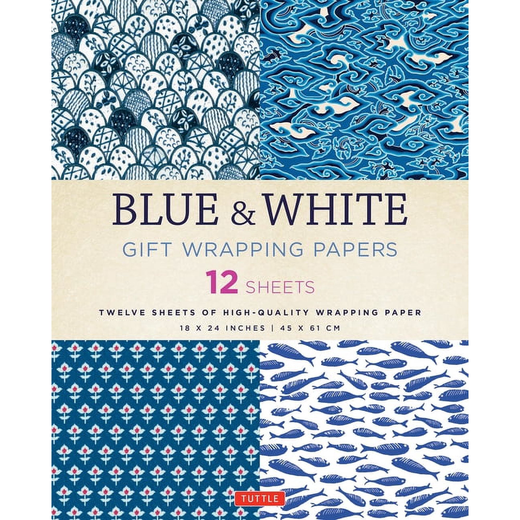 Blue & White Gift Wrapping Papers - 12 Sheets: 18 X 24 Inch (45 X 61 CM) Wrapping Paper (Paperback)