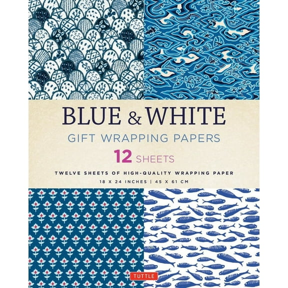 Blue & White Gift Wrapping Papers - 12 Sheets: 18 X 24 Inch (45 X 61 CM) Wrapping Paper (Paperback)