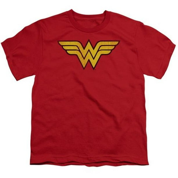 Dc-Wonder Femme Logo Dist - T-Shirt à Manches Courtes pour Jeunes 18-1 - Rouge&44; Grand