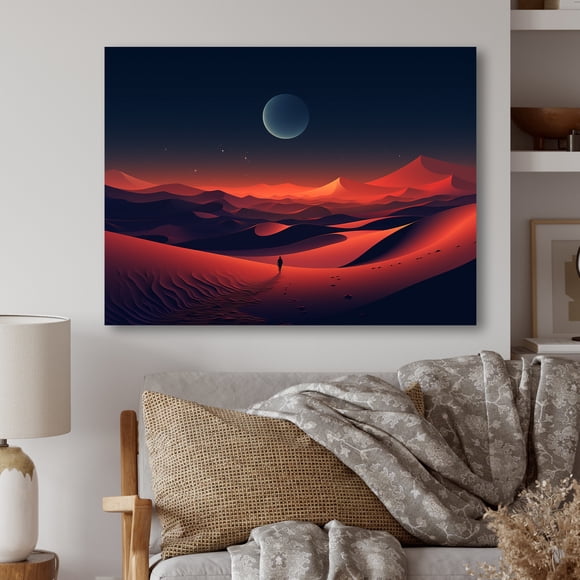 Designart "Sunrise Splendor Black and Red Desert Vista III" Desert Metal Wall Art, Red Metal Wall Decor, Global Metal Art Decor For Entryway - 32x24 Inch