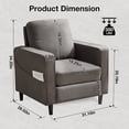 thumbnail image 3 of JONPONY Mid-Century Accent Chair,Modern Linen Fabric Armchair for Living Room,Comfy Upholstered Reading Accent Chairs for Bedroom,Single Sofa Chair with Wood Legs, Dark Grey, 3 of 12