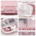 thumbnail image 4 of 1 paquete de organizador de pastillas diario, 8 compartimentos, estuche de viaje para pastillas para monedero de bolsillo, contenedor portátil para medicamentos y vitaminas, color rosa, 4 of 5