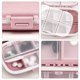 thumbnail image 4 of 1 paquete de organizador de pastillas diario, 8 compartimentos, estuche de viaje para pastillas para monedero de bolsillo, contenedor portátil para medicamentos y vitaminas, color rosa, 4 of 5