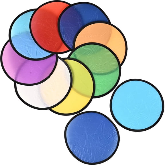 Byfri 10 Pack Multicolor Round Foldable Flying Disc Hand Fans Portable Cooling Fans for Summer Outdoor 25cm
