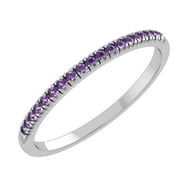 Belinda Jewelz Solid Sterling Silver Delicate Band Ring with 19 Violet Amethyst Cubic Zirconia Gemstones