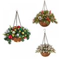 thumbnail image 3 of Aosijia Christmas Hanging Flower Basket Wreath for Front Door Indoor Outdoor Artificial Pine Needle Red Berry Decorative Garland Pendant Ornament with LED String Lights (B), 3 of 7