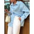 thumbnail image 3 of Womens 100% Cotton Button Down Shirt Blue S, 3 of 6