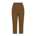 thumbnail image 4 of Mrat Plus Size Yoga Leggings Womens Capris Solid Color Workout Jogging Cropped Pants S-82 Brown XXL, 4 of 6