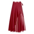 thumbnail image 6 of CHICTRY Womens Lyrical Belly Dance High Low Skirt Maxi Dance Skirt Ballroom Performance Flowy Skirt A Burgundy One Size, 6 of 7