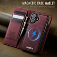 thumbnail image 3 of ELEHOLD Magnetic Detachable Wallet Case for iPhone 16, Shockproof Faux Leather Stand RFID Card Slots Detachable Mag-Safe Magnetic Case Cover,Removable Back Shell,Red, 3 of 7