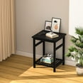 thumbnail image 3 of Home Small Bamboo Side Table, Rectangular Modern End Table with Open Shelf for Living Room, Simple Style Bedside Table for Bedroom, Coffee Table for Small Space, Black, 3 of 7
