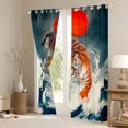 thumbnail image 3 of Manfei Traditional Tiger Wave Black Out Curtains for Home, Red Sun Curtains Pack of 2 (42x63 Each) for Office, Blue Orange Gray, 3 of 6