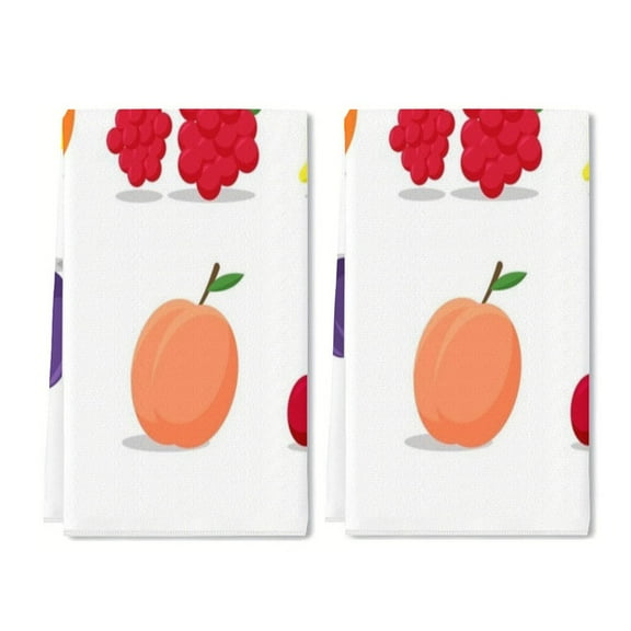 YladaFaie 2 Pcs Fruit Collection 001 Dish Towel Kitchen Hand Towels Decorative Tea Towels for Kitchen Absorbent for Bathroom Home Housewarming Gift, 16 x 24 Inch
