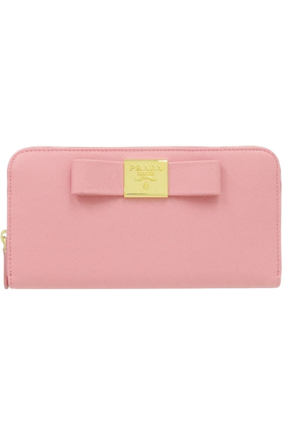 Pre-Owned Prada Saffiano Round Zipper Wallet 1ML506 Leather Pink Long 1236PRADA