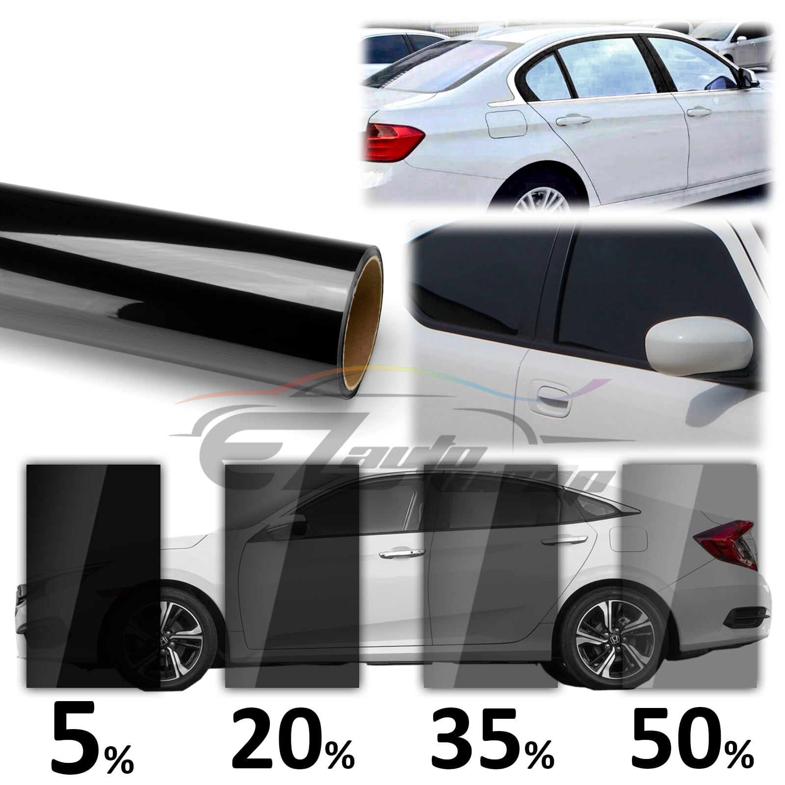 5% Super Dark Limo Black Window Tinting Film Tints Kit for Car Kitcar SUV 75cm3m