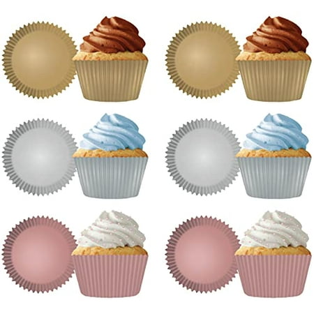 

MADE IN USA Pack of 144 Thick Grease Resistant Fluted Cupcake Liners (Metallics)