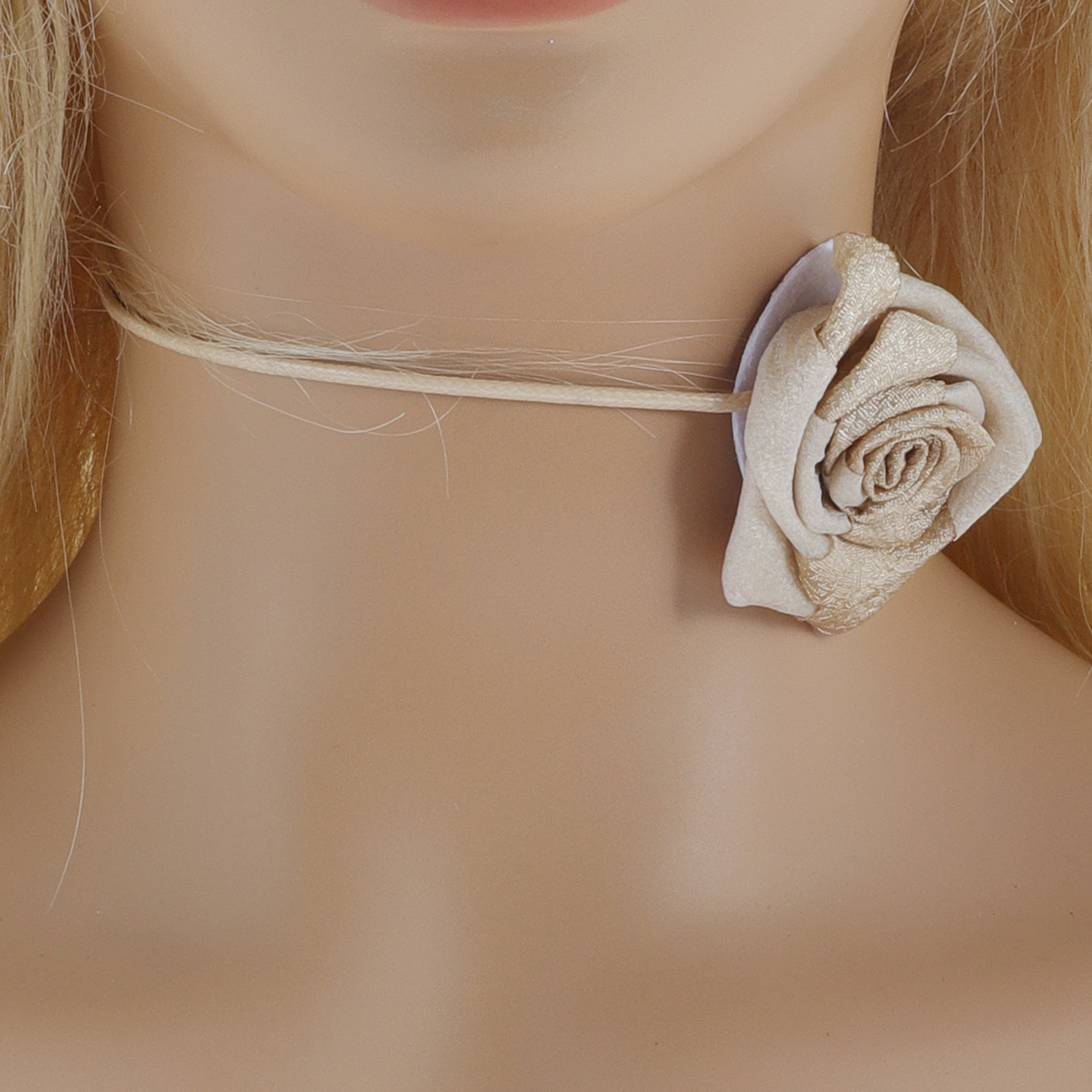 Unique Bargains Fashion Rose Adjustable Choker Necklace for Women Khaki