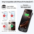 thumbnail image 4 of Battery Case for iPhone 16 Pro Max,Ultra-Slim 8600mAh Portable Charger Cover 360°Protection Rechargeable Extended Battery Charging Case for iPhone 16 Pro Max-Black, 4 of 5