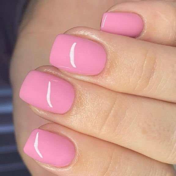 JZROCKER 24 Pcs Glossy Full Covers False Nails Short Square Press On Nails Solid Color Stick on Nails Simple Acrylic Nails