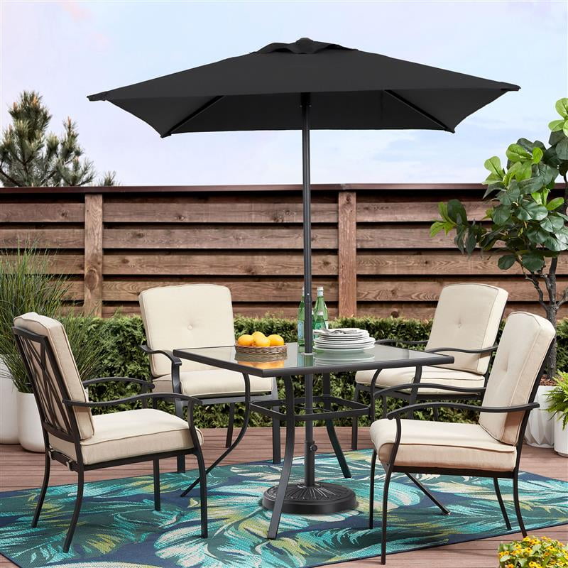 Mainstays 5' Square Black Patio Umbrella, Push-Up Function