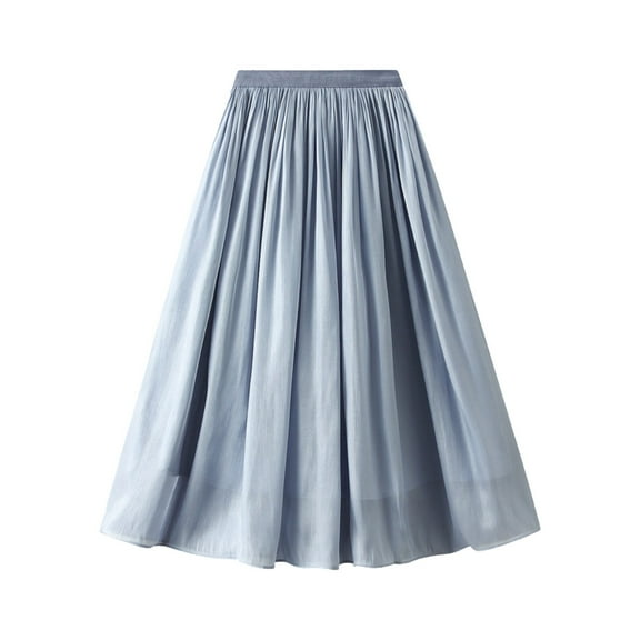 Sngxgn Skirts Basic Casual Versatile Stretchy High Waist Ribbed Mini Skirt(Light Blue,One Size)
