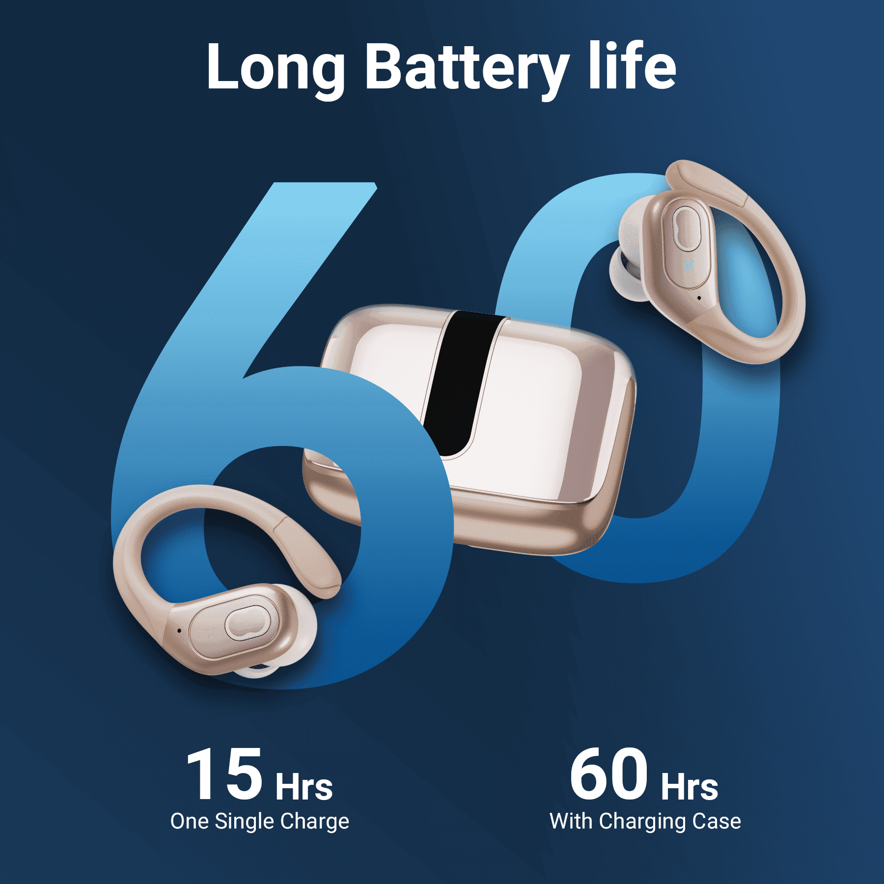 Headphones Wireless Earbuds Sport, Bluetooth 5.3 Over Ear Buds Stereo Deep Bass Headset with Earhooks, 80H Dual LED Display Wireless Earphones with ENC Noise Canceling Mic,for Running/Workout