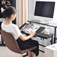 thumbnail image 4 of DlandHome Adjustable Rolling Desk Standing Desk, Sit-Stand Desk Cart Mobile Computer Desk Stand Up Desk Office Desk Riser Standing Table Workstation Mobile Desk, Oak, 4 of 4