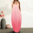 thumbnail image 1 of Puntoco Vestidos Mujer Verano Mujer Suelto Bolsillo Cuello En V Impresión Degradado Sin Mangas Suelto Casual Sling Vestido Largo, 1 of 4