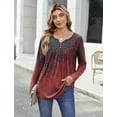 thumbnail image 3 of Zeagoo Womens Tops Dressy Casual Beach Vacation Clothes for Women Business Casual Long Shirts V Neck Tee Shirt Ladies Top and Blouses Ethnic Style, 3 of 7
