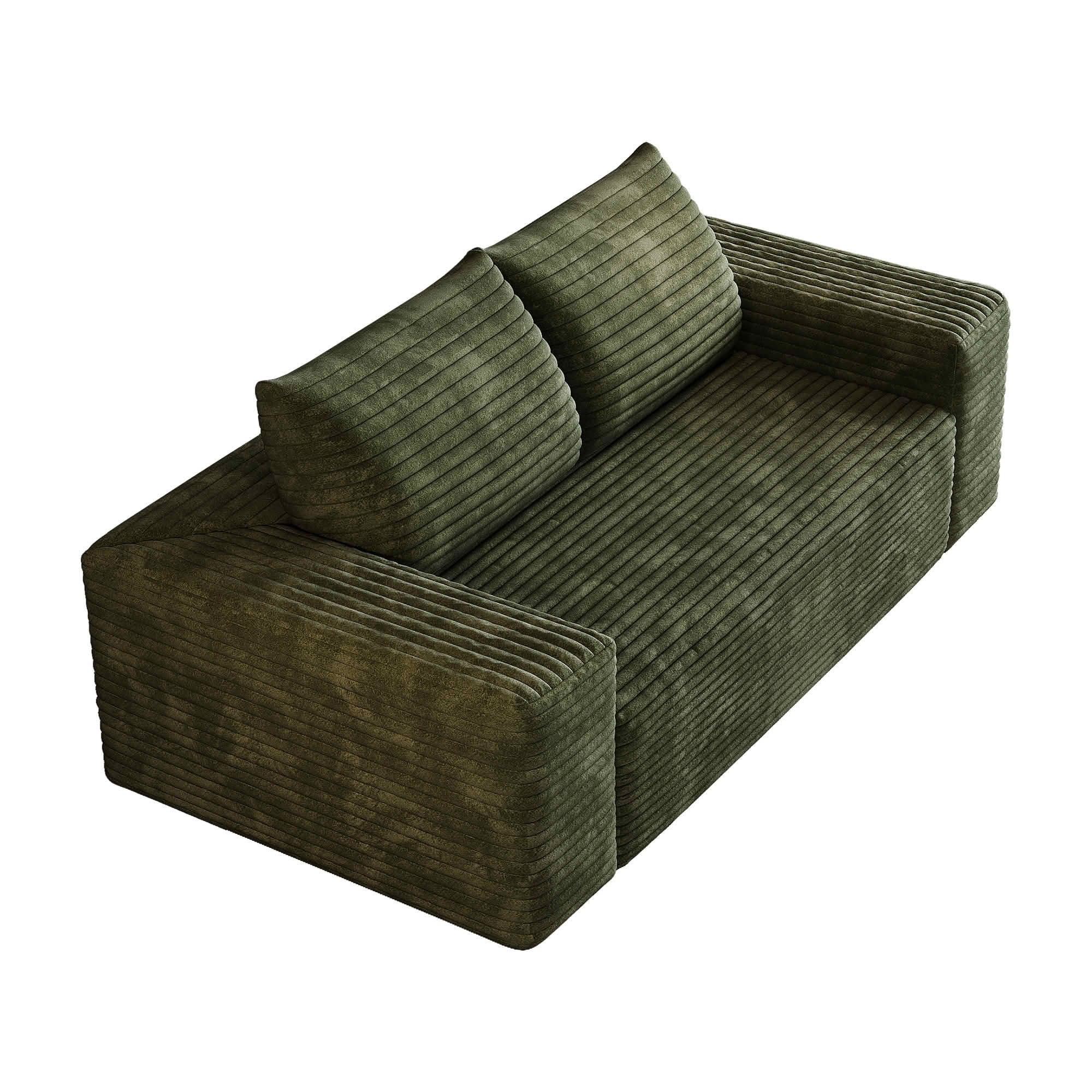 MAYEERTY 63 Inch Corduroy Loveseat Sofa, Deep‑Seat 2‑Seater Couch, No Assembly Required for Living Room Bedroom Apartment Conference Room
