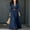 Dark Blue, variant on Women's Collared Button Front Shirt Maxi Dress, Long Sleeve Waist Tie Belted Dress, Casual Commuter Vacation Flowy Long Dress for Summer Outfits Beige XL(XL)