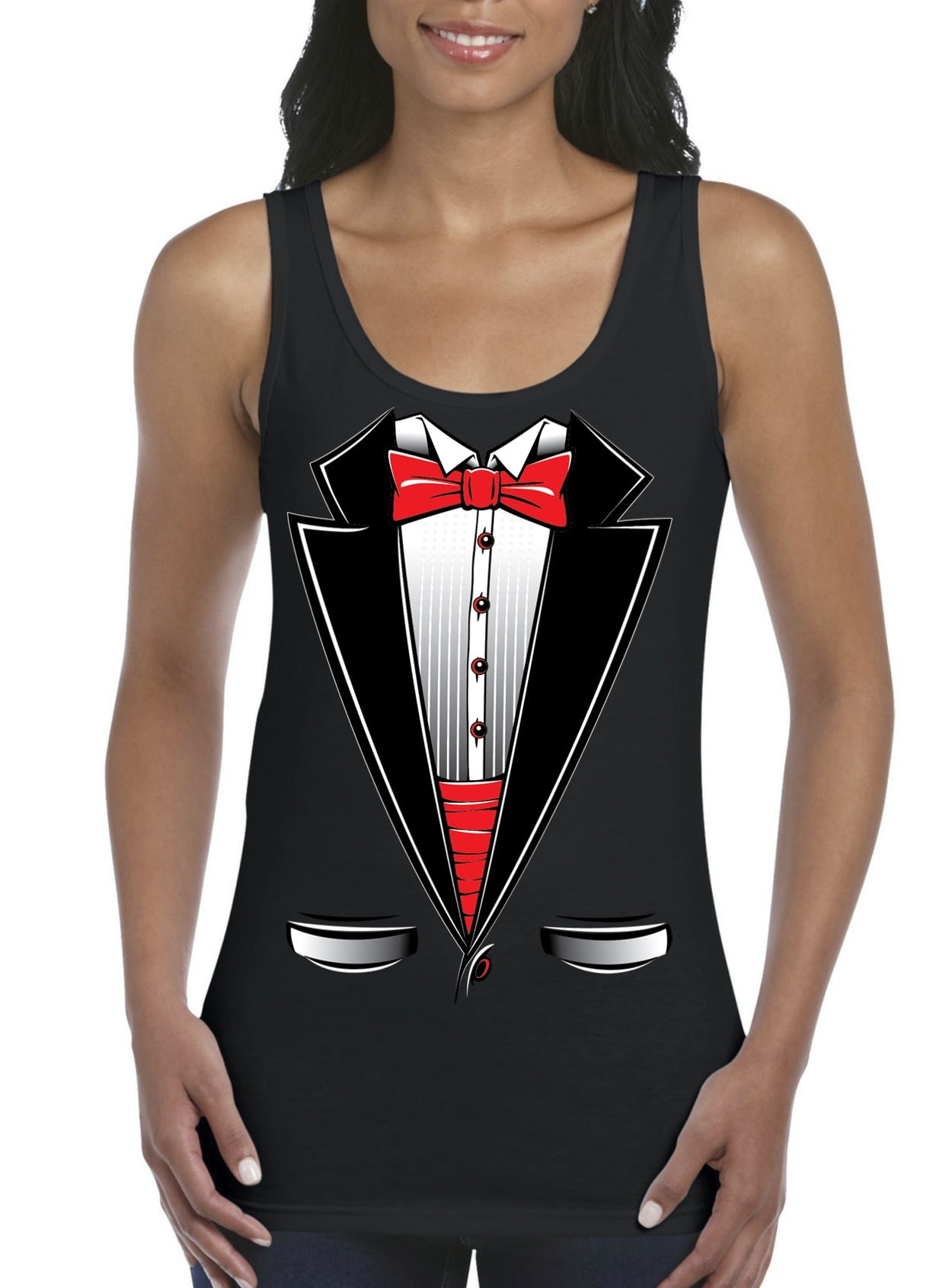 Artix Womens Tuxedo Costume Prom Tank Top