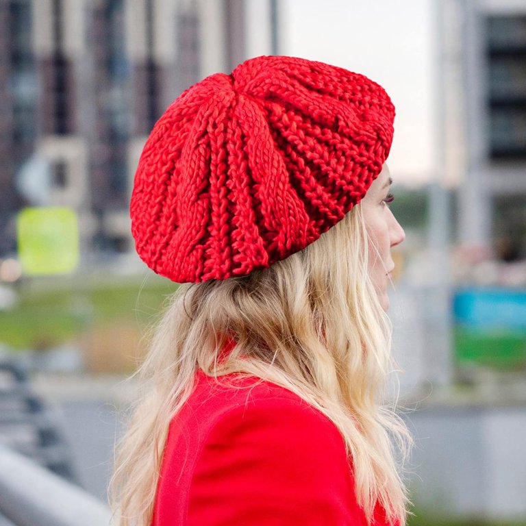 Soft Knit Lightweight Crochet Beret 4 Pieces Beret Hats for  display picture 2